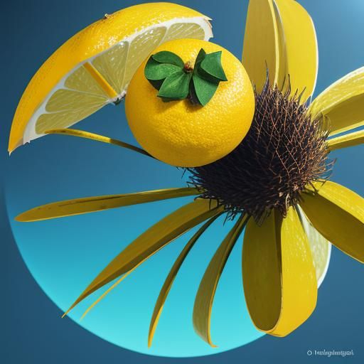 Citron Fruit with 3D Shading and Vibrant Colors