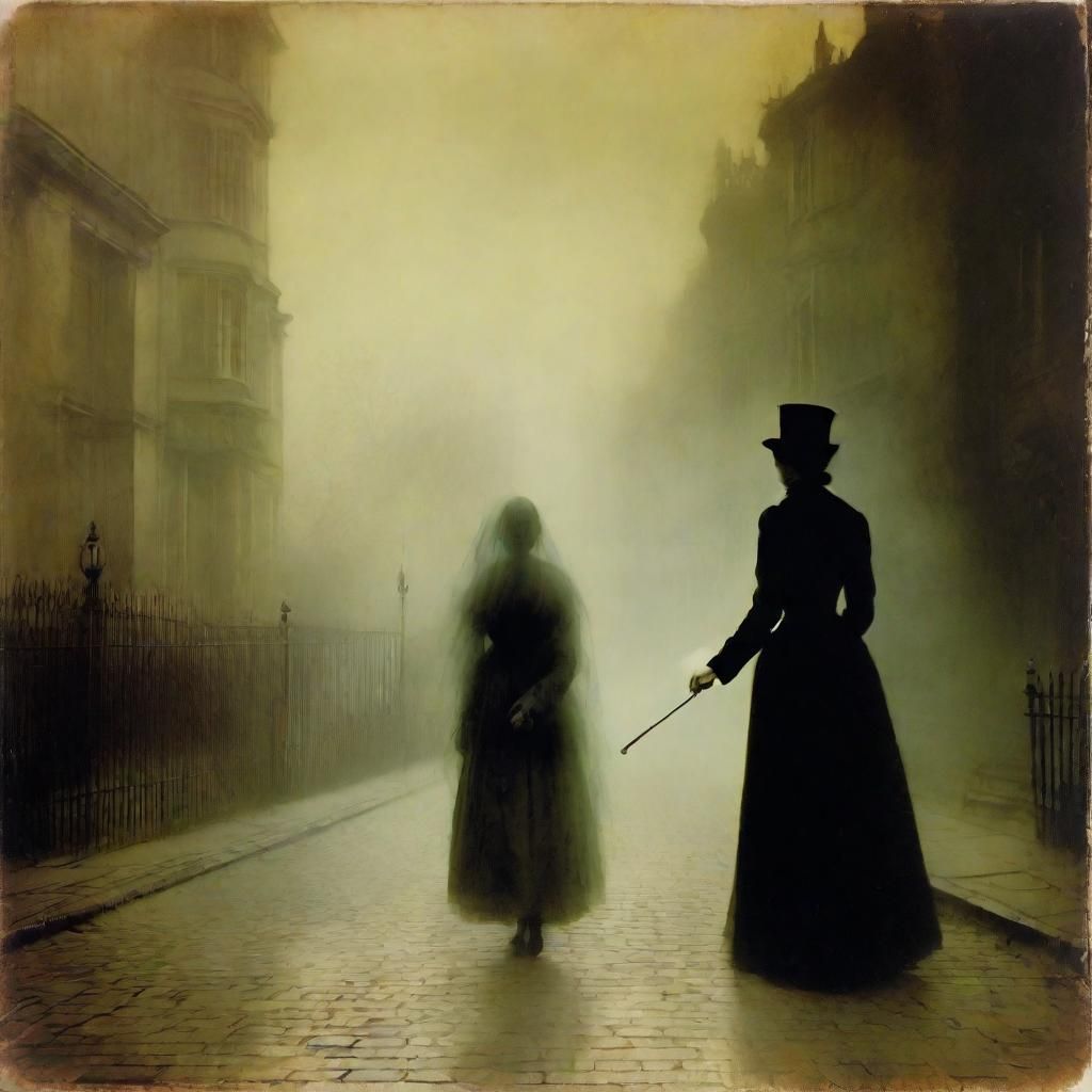 Victorian Woman with Smoky Ghost