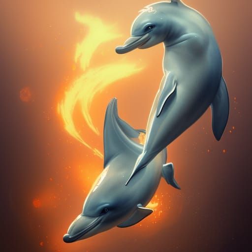 Dolphin Horse Hybrid Concept Art in Art Nouveau Style