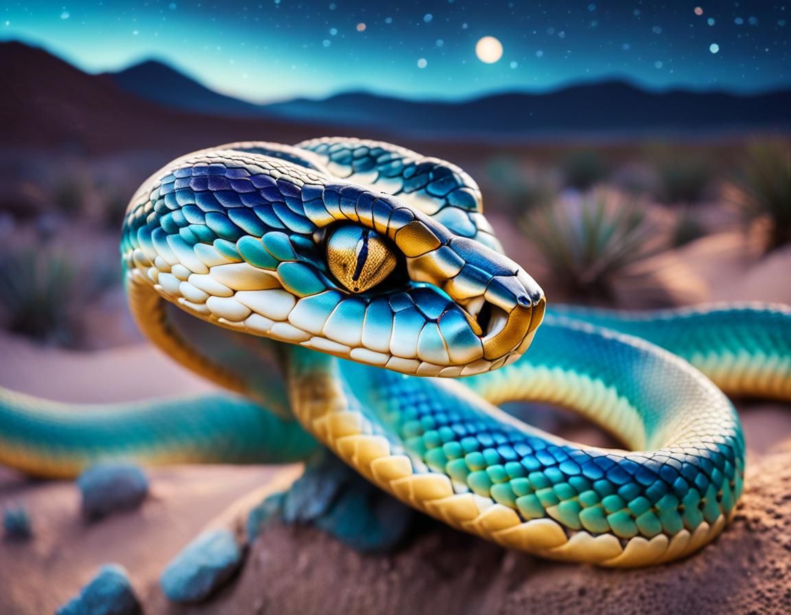 Golden Snake in Desert Night: Magical Realism