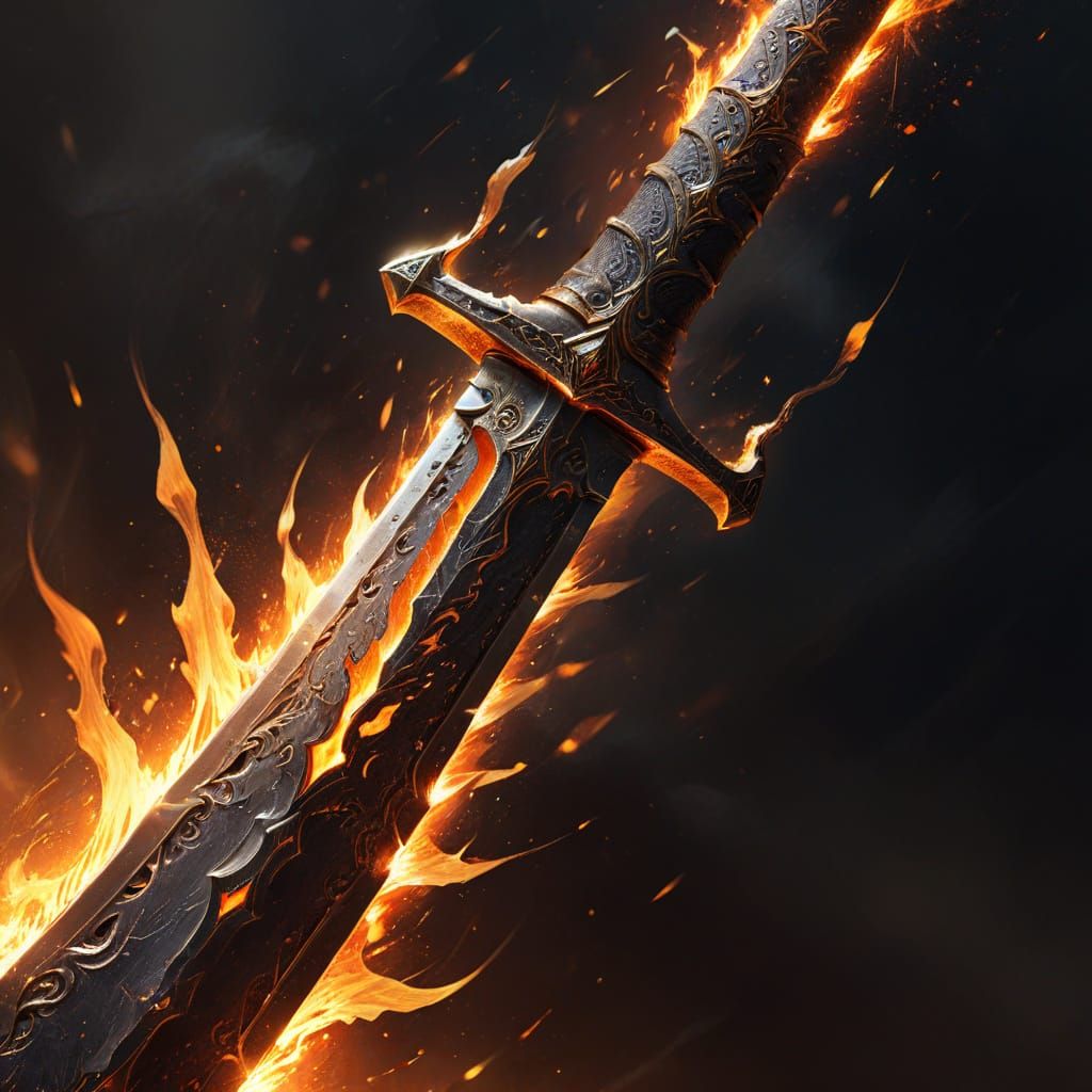 Fiery Sword Fantasy Concept Art