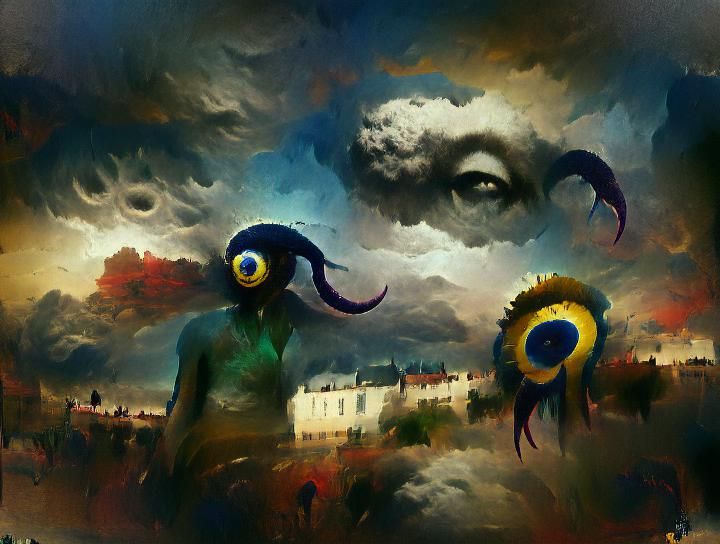 Lovecraftian Storm with Eyes, Odilon Redon Style