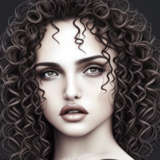 Stunning hispanic woman, head & shoulder portrait, professional headshot, cover photo, gorgeous curly wavy black hair, a...