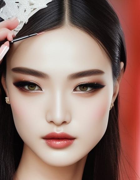 Elegant Portrait of Japanese Woman in Amano Style