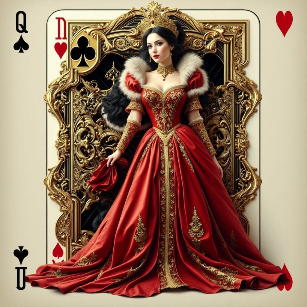 Regal Queen of Hearts Emerges from a Renaissance-Inspired Pl...