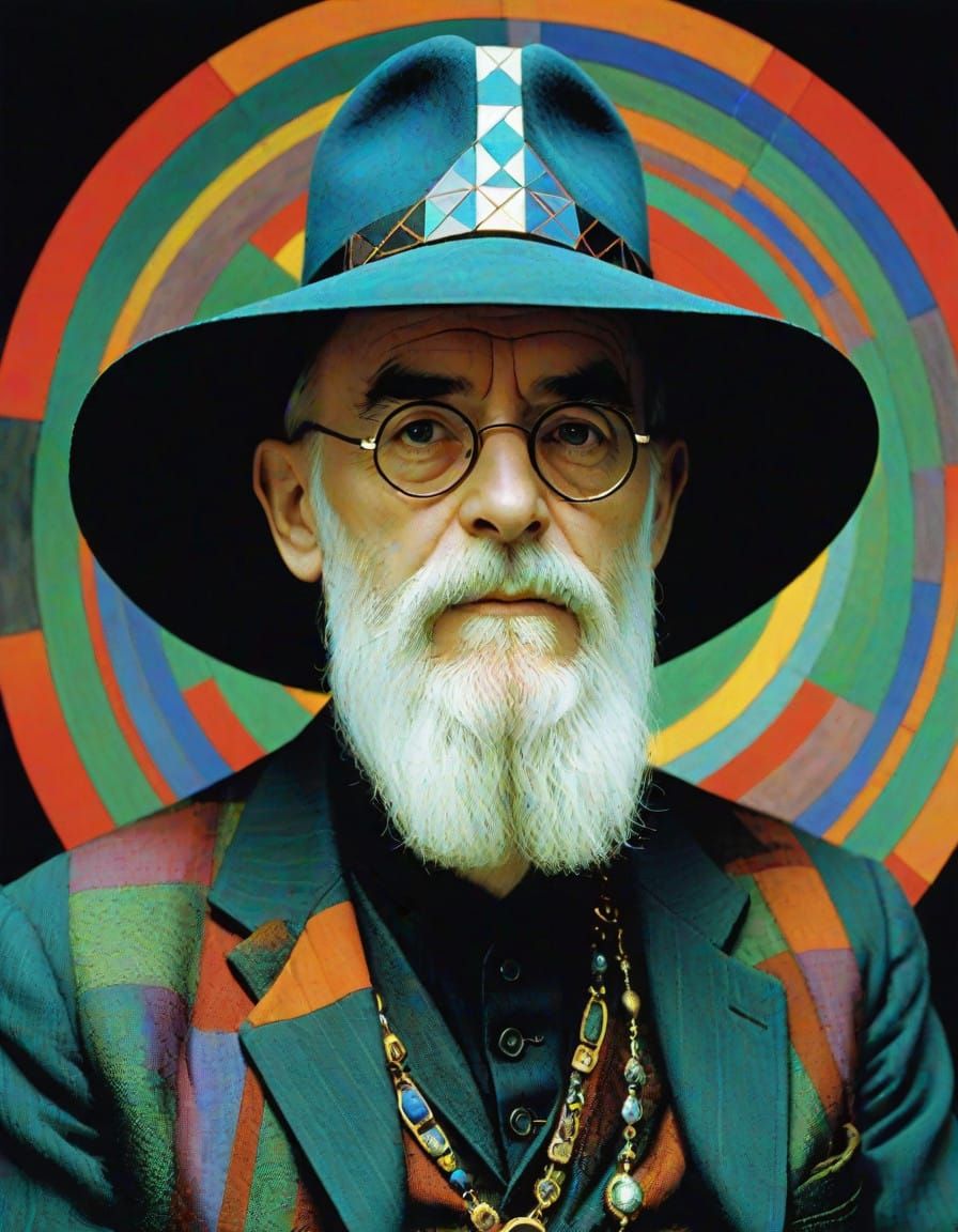 Geometric Abstract Autochrome Portrait Inspired by Terry Pra...