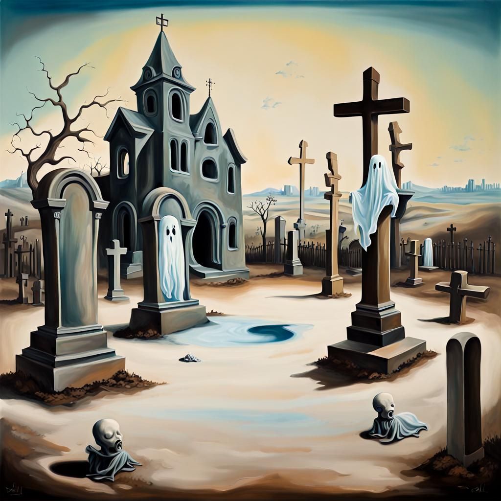 Surreal Child's Playground Merges with Melting Cemetery