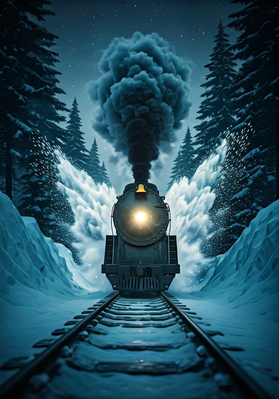 Retro Steam Engine Plows Through Snowy Forest in High-Speed