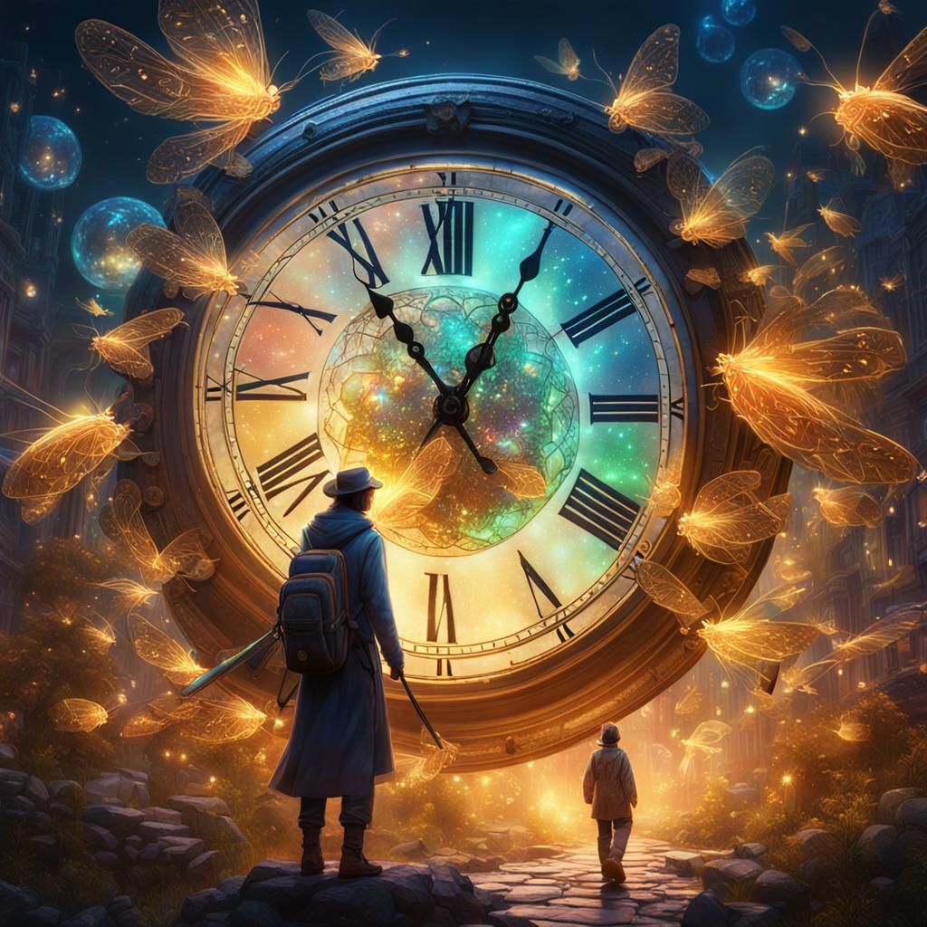 Mystical Time Traveler with Clock Staff