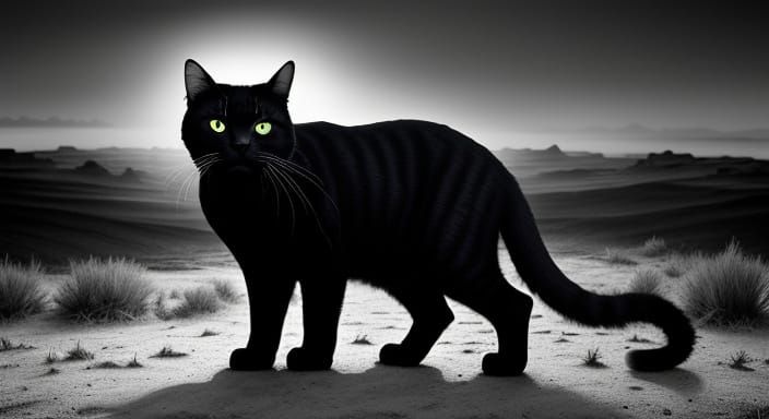 Surreal Cat Merged With Alien Landscape