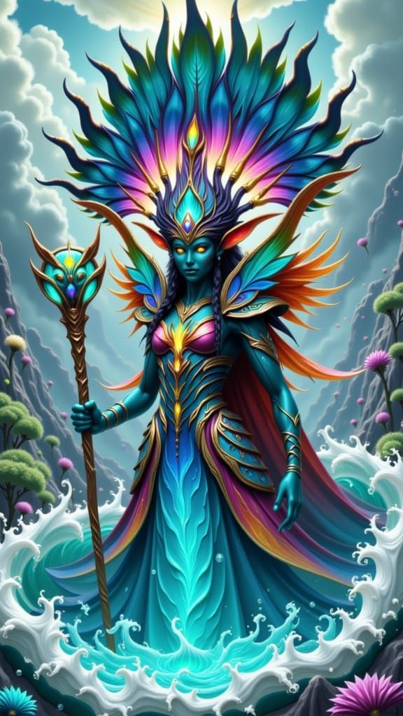 Na'Vi Queen Leads Ocean Army: Digital Painting