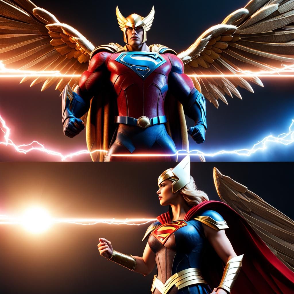Hawkman and Hawkgirl Meet Superman: 3D Game Cinematic