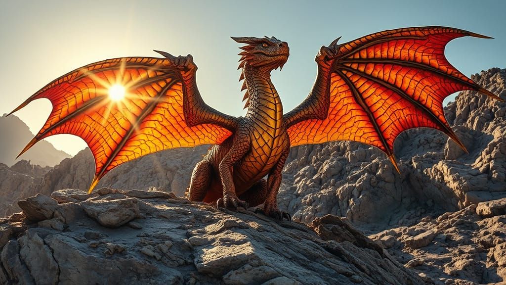 Majestic Golden Dragon Basks in Warm Sunlight