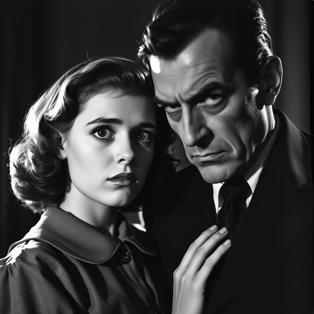 Film Noir Starlet Pleads with Sinister Gentleman