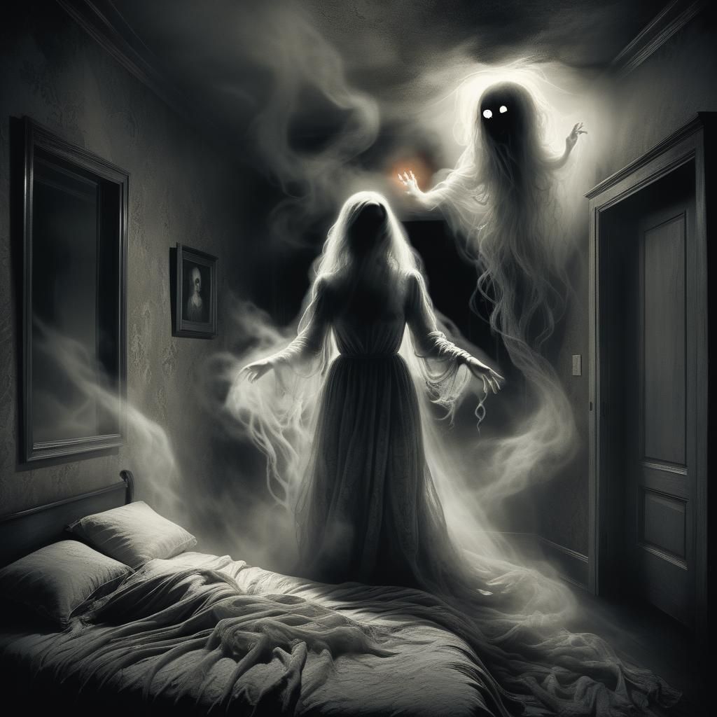 Ethereal Spirit Emerges in Surrealist Horror Scene