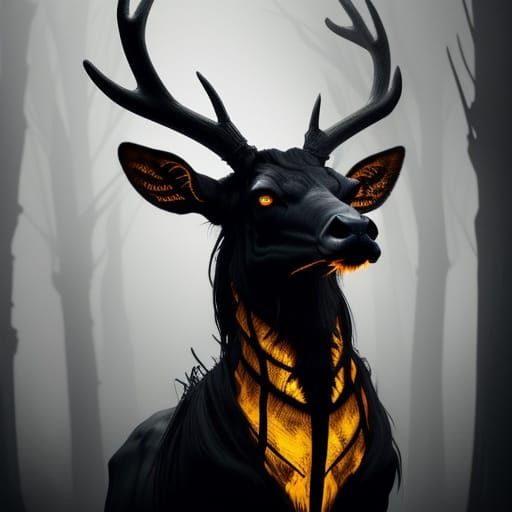 Hyperrealistic Concept Art of a Towering Skeletal Deer