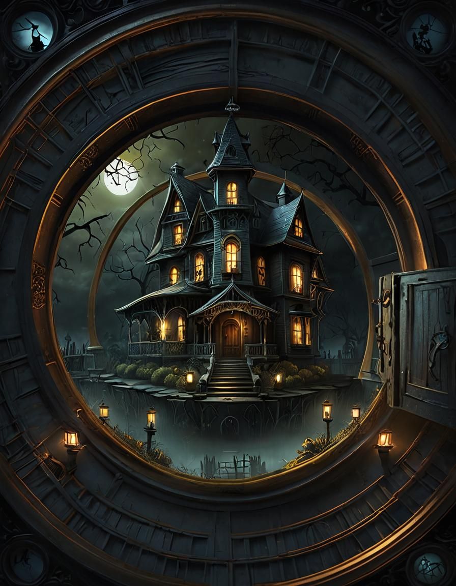 Haunted House Glowing in the Dark