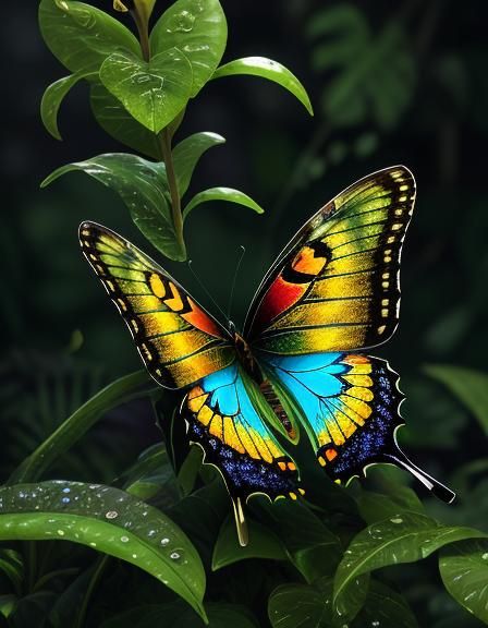 Steampunk Butterfly with Bioluminescent Wings