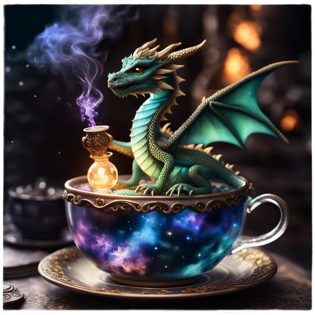 Mini Dragon in Galaxy Teacup Concept Art