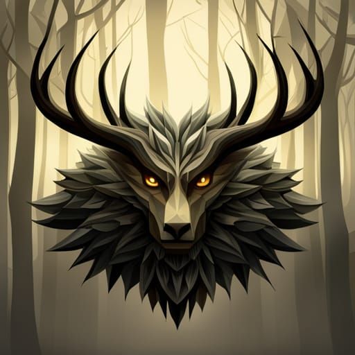 Mystical Forest Beast of Branches and Stars