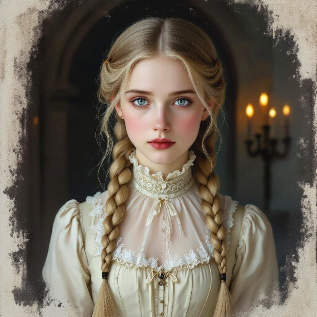 Victorian Gothic Portrait of a Haunted Young Woman