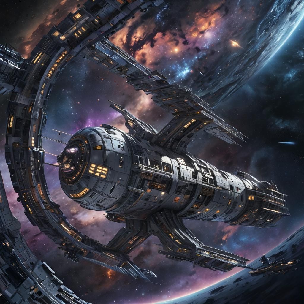 Space Station Orbiting a Black Hole: Concept Art