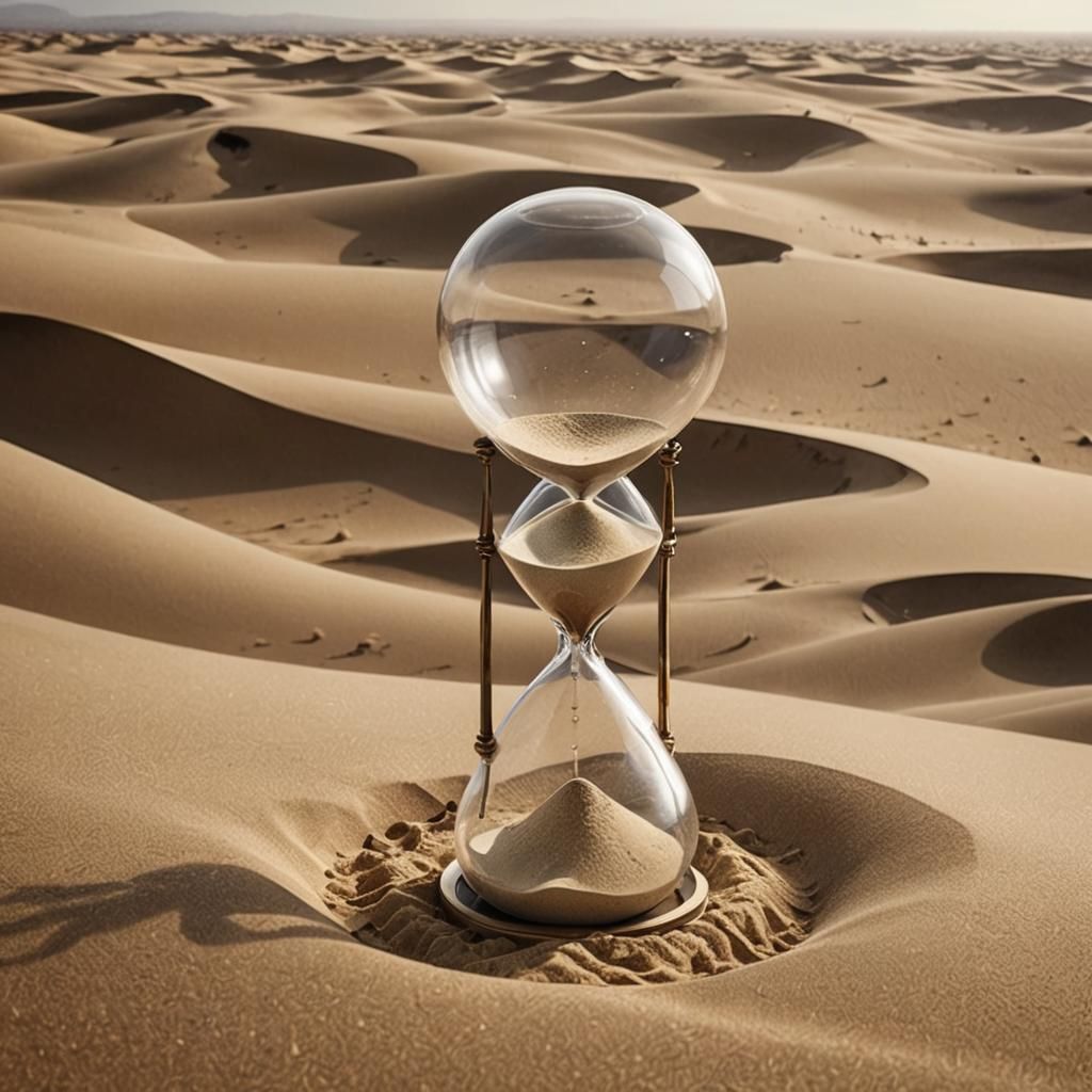 Hourglass Portal Through Time's Fabric: Surrealscape