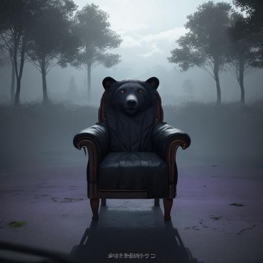 Eerie Chair in Starless Night: 3D Anime Art