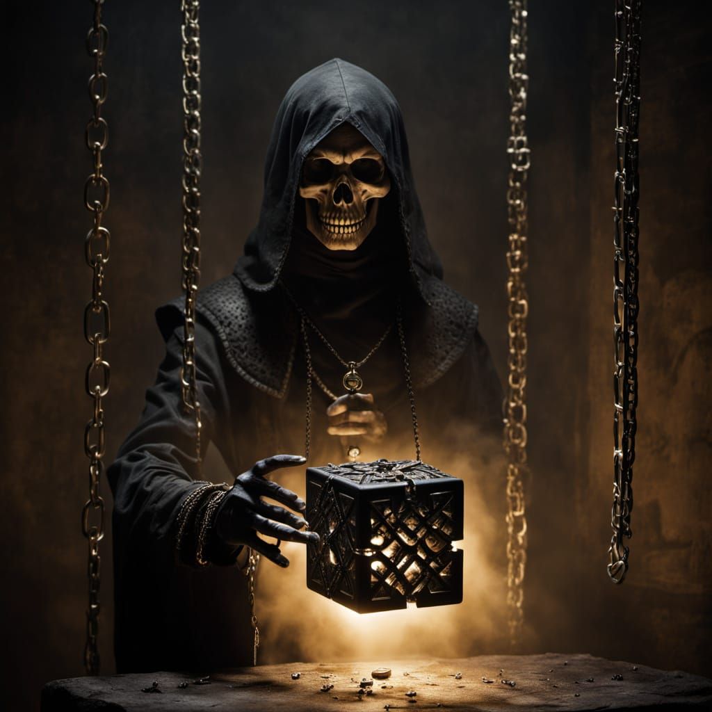 Macabre Pinhead with Lament Configuration in Gothic Horror S...