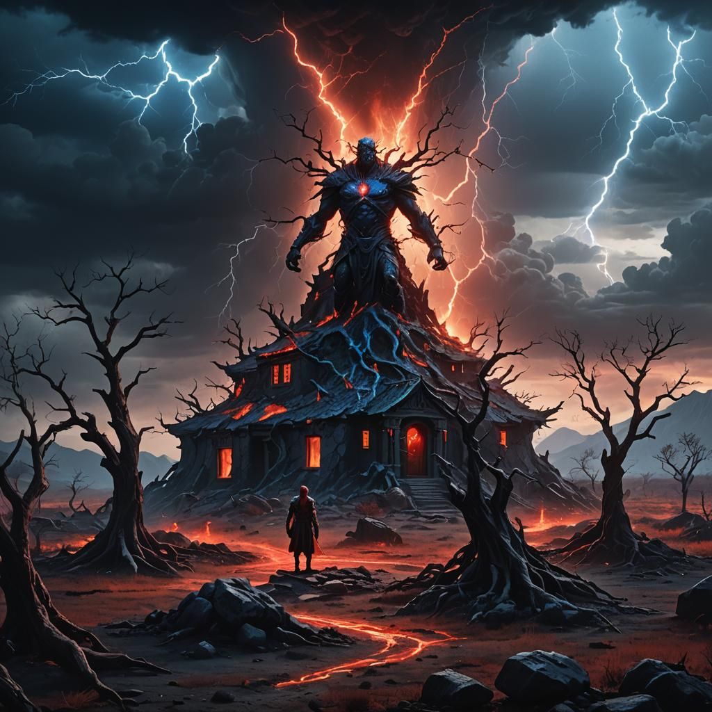 Cursed Plain House in Dark Fantasy Art Style