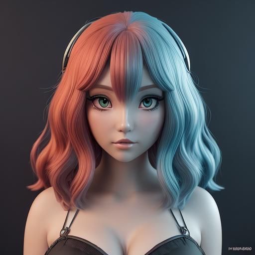 Chibi Kawaii Mushroom Woman in Magic Forest