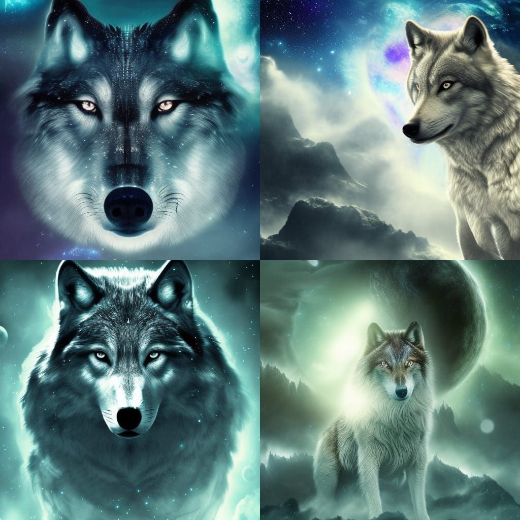 Epic Galaxy Wolf Digital Matte Painting