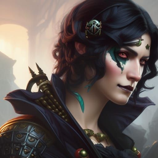 Dark Fantasy Necromancer Pirate with Green Magic