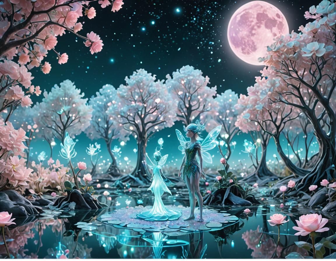 Bioluminescent Fairy Garden with Alien Flora