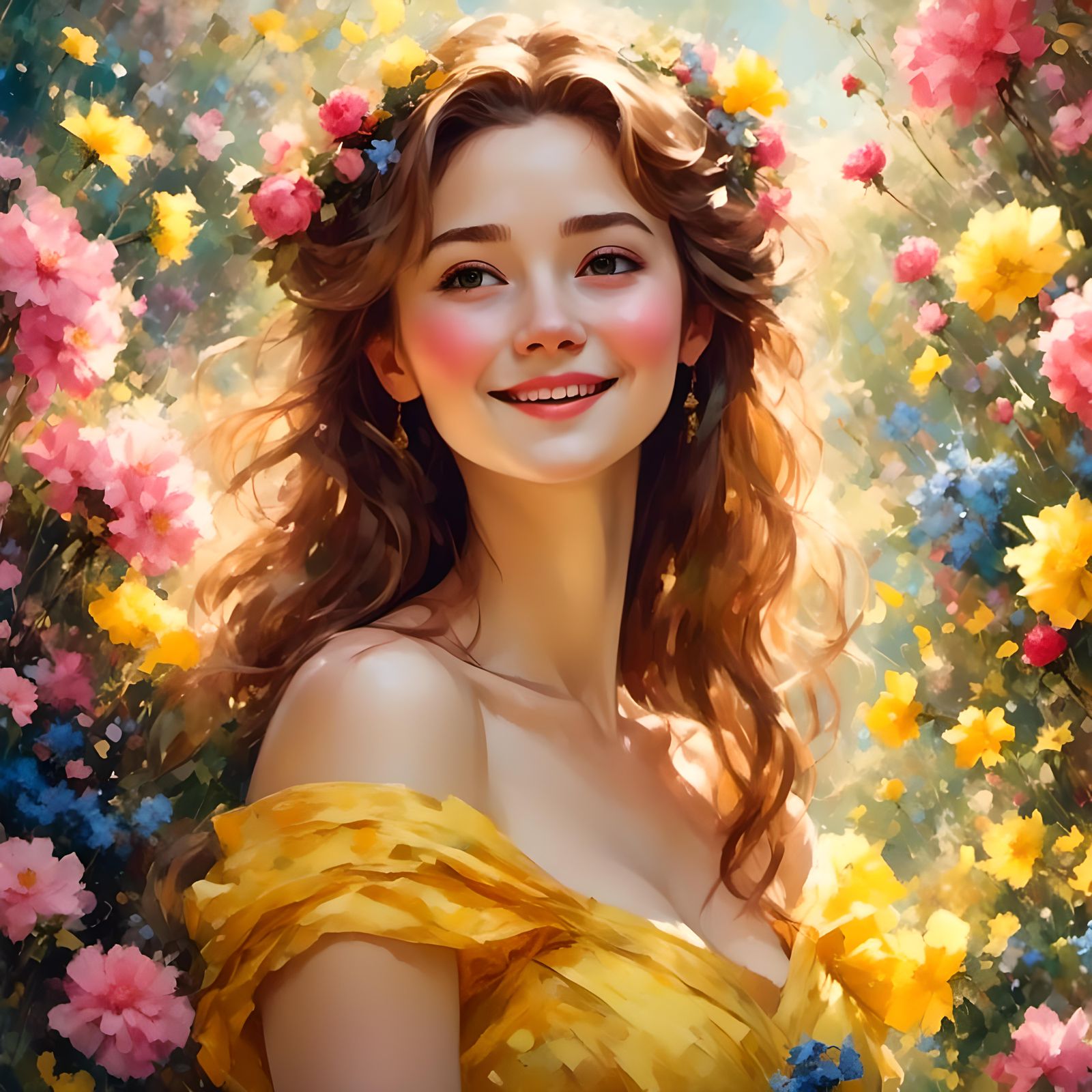 Princess Belle Portrait with Flowers