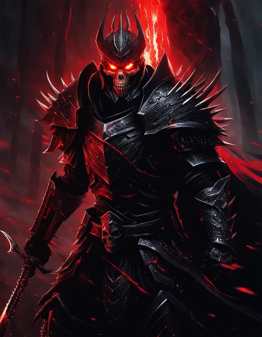 Menacing Skull Warrior Wielding Scythe in Dark Fantasy Art