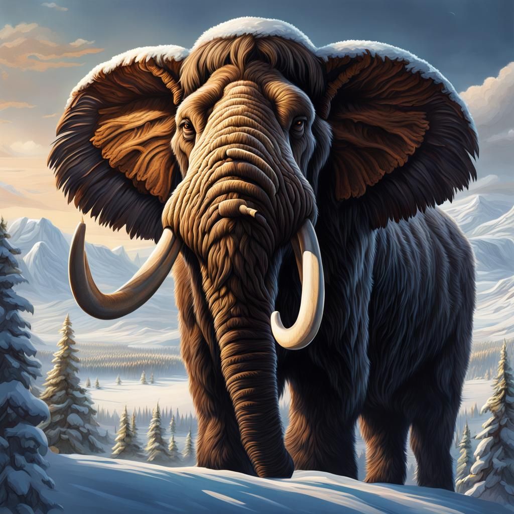 Majestic Mammoth in Prehistoric Winter Steppe
