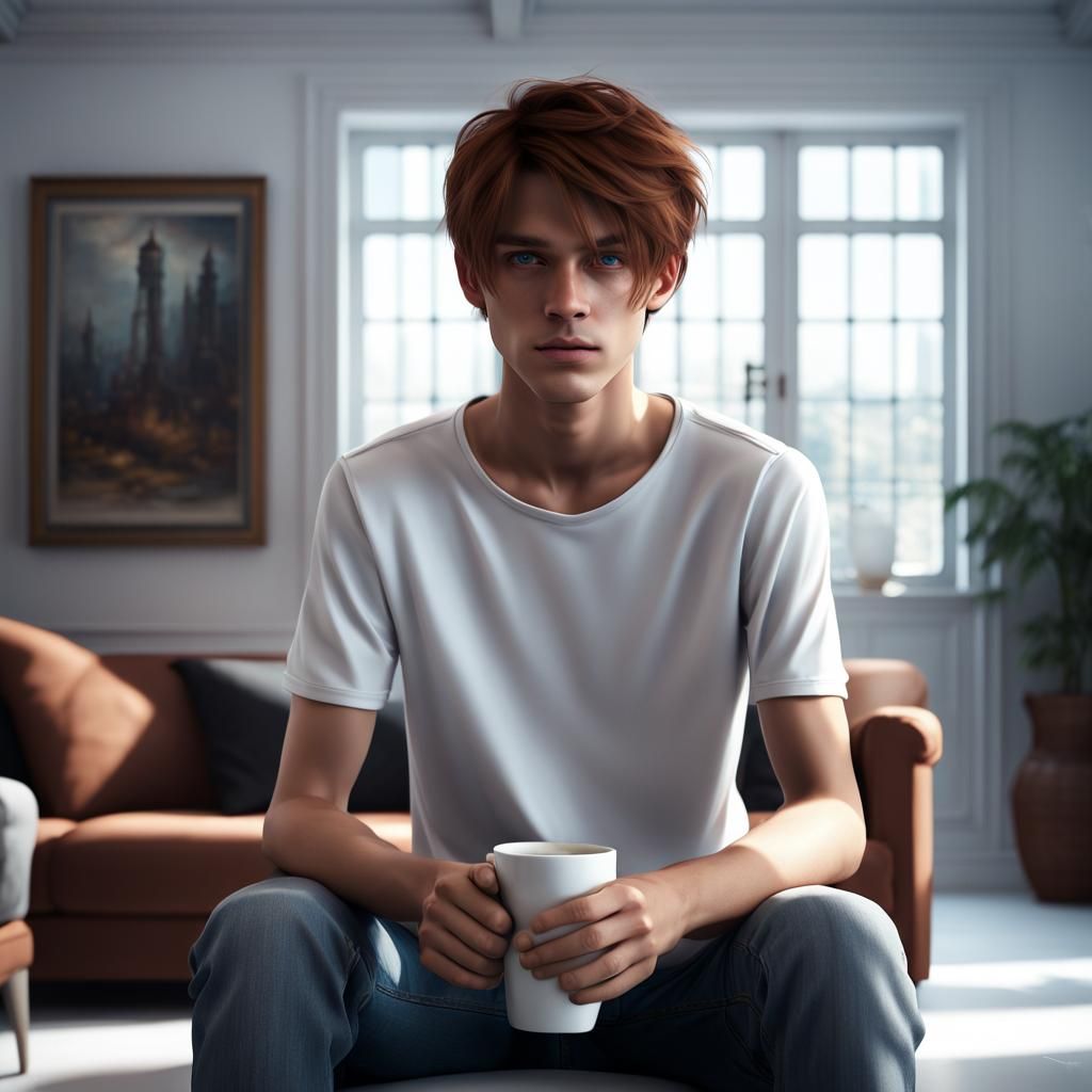 Teenage Boy in White Room: Fantasy Concept Art