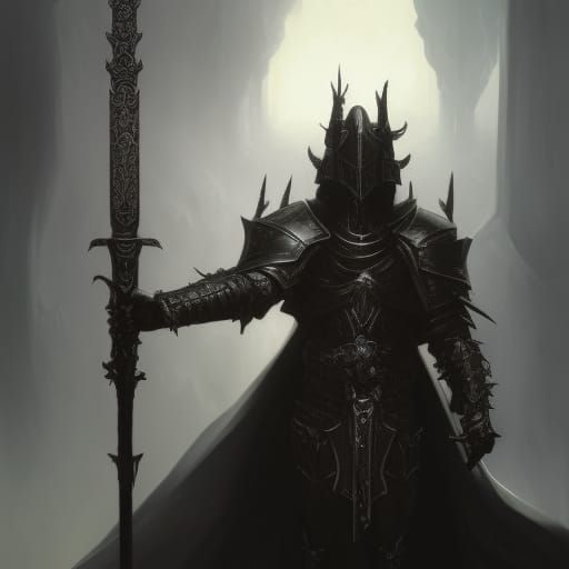 High Gothic Black Knight with Magical Sword