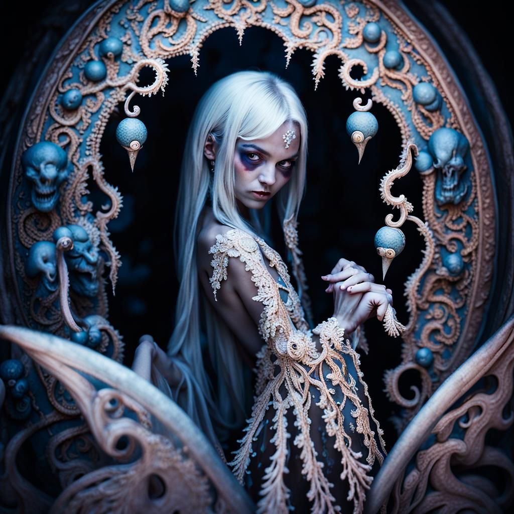 Lovecraftian Fairy in Rococo Dark Fantasy Style