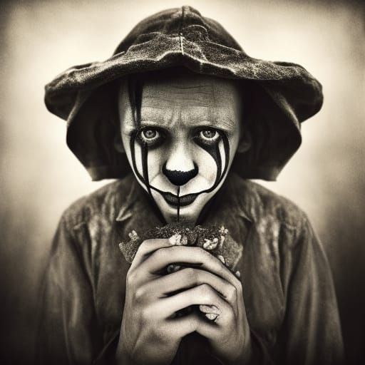 Portrait of a Sad Clown with Ambient Lighting