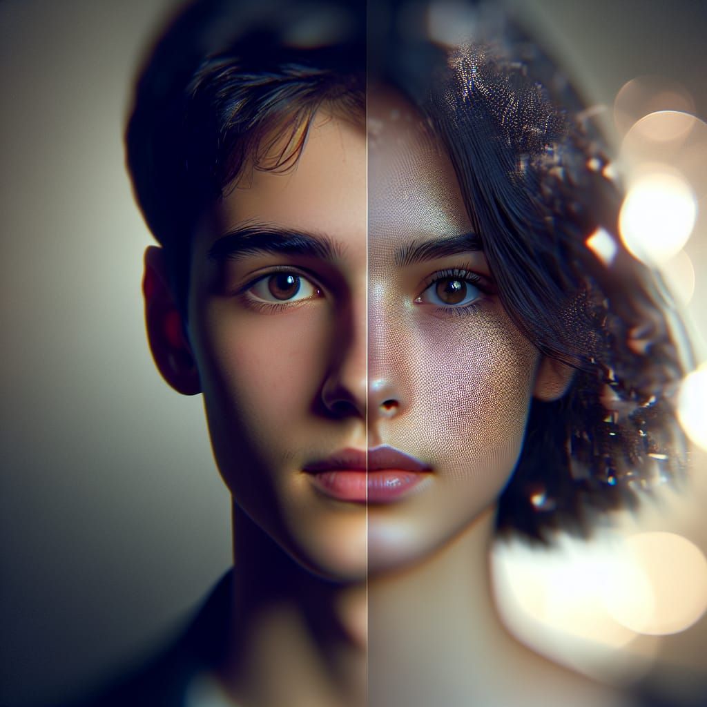 Boyish Jewish Woman Portrait with Mystery Figure