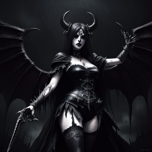 Gothic Battle: Skull vs Demon in Dark Fantasy Art