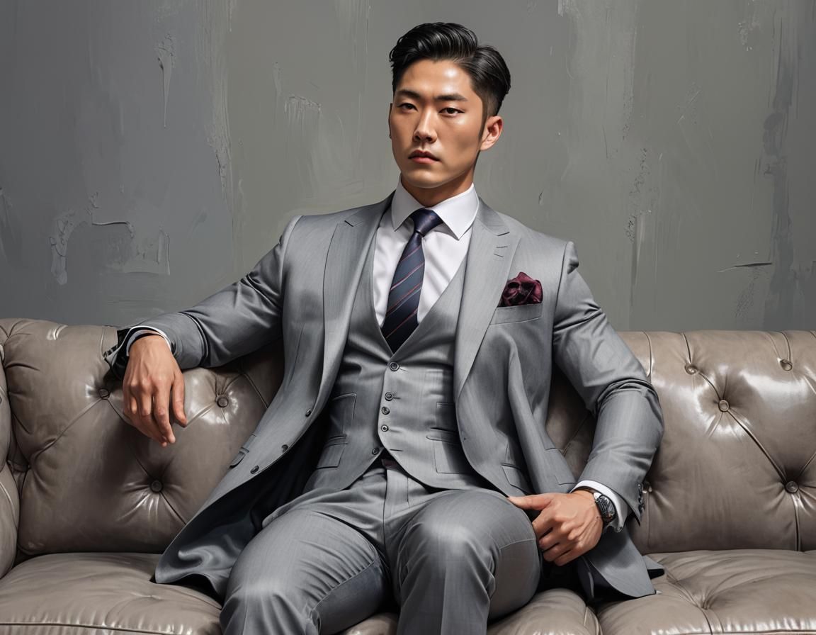 in light grey vested suit ...