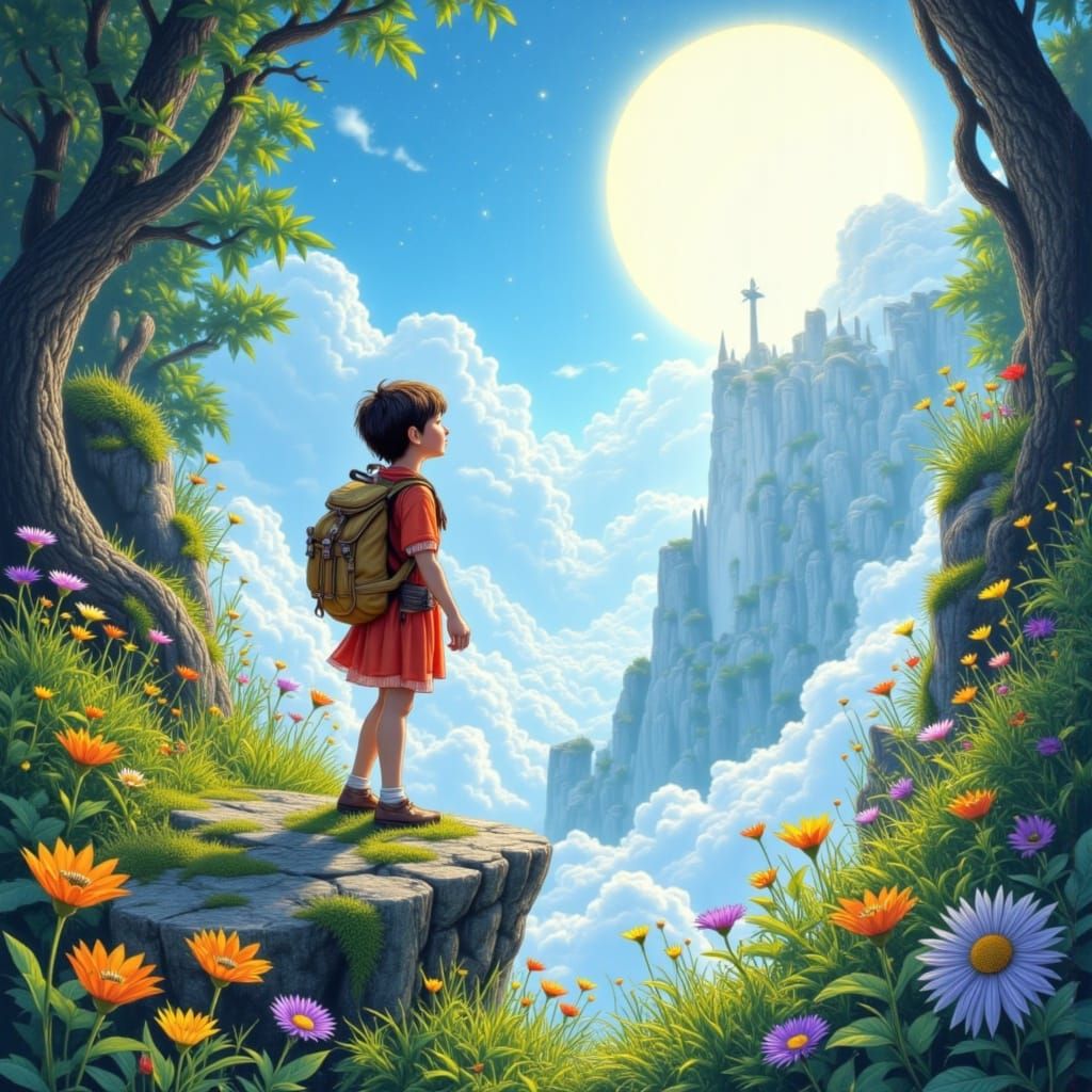 Young Adventurer Gazing at Limitless Sky