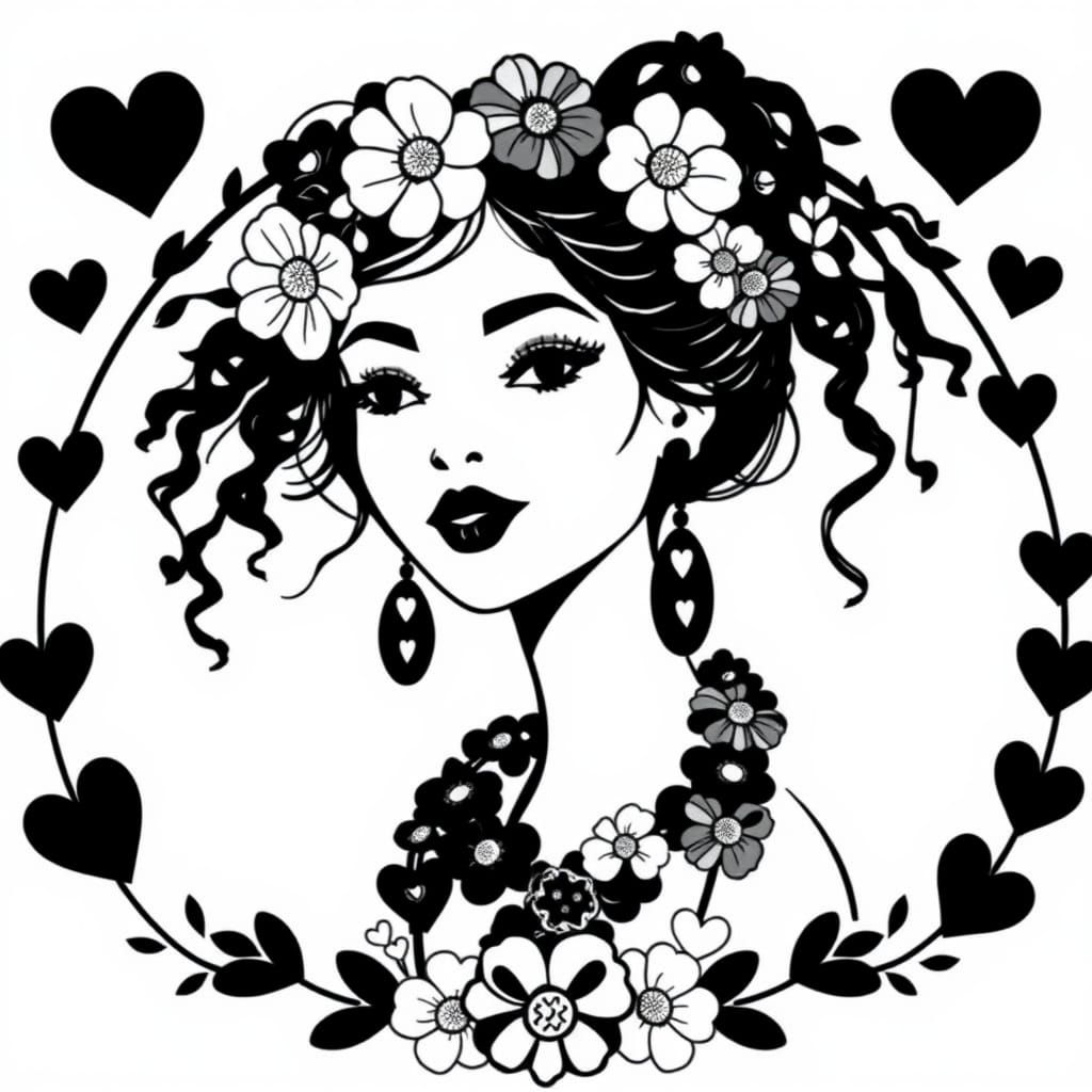 Vahine Silhouette Portrait with Floral Lei