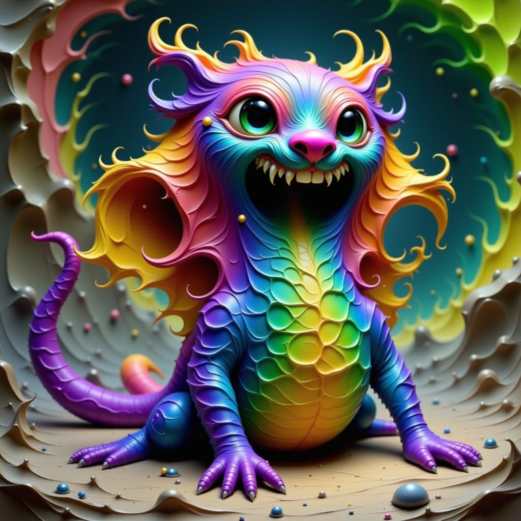 Iridescent Vortex Tunnel in Abstract Expressionist Style