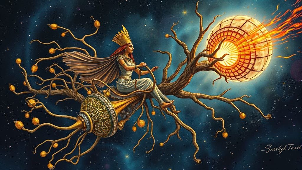 Egyptian Pilot in Surreal Starry Watercolour Dreamscape