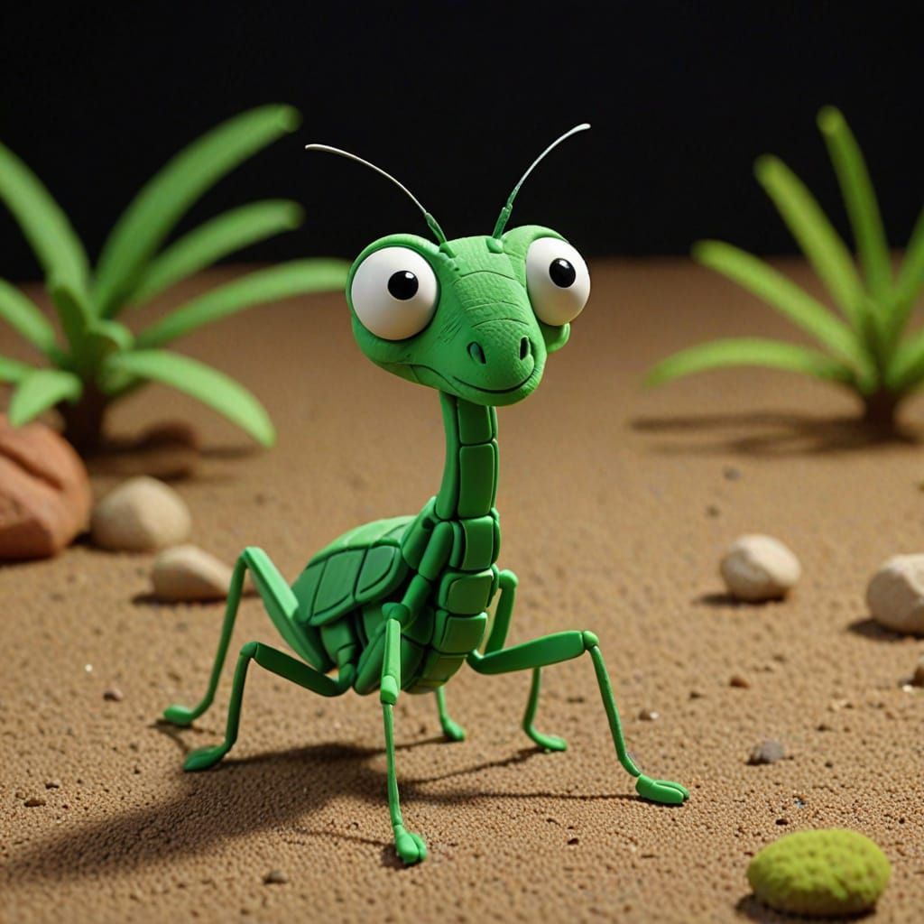 Adorable Claymation Mantis Character