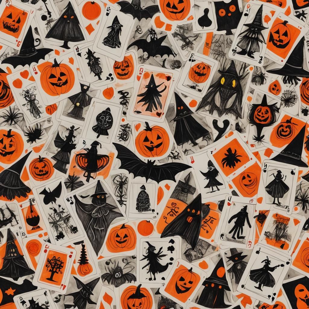 Surreal Halloween Crayon Drawing with Fairy